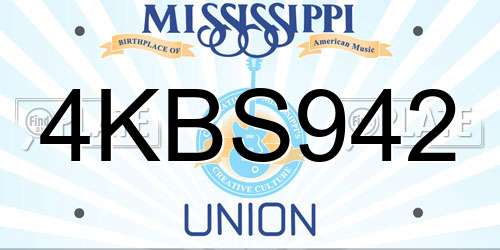 4KBS942 Mississippi License Plate