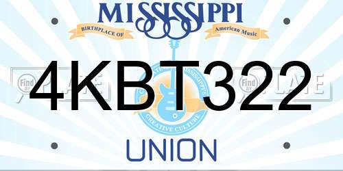 4KBT322 Mississippi License Plate