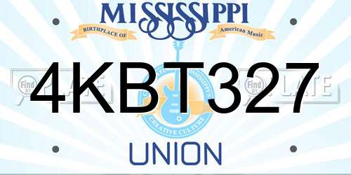 4KBT327 Mississippi License Plate