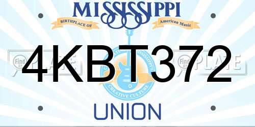 4KBT372 Mississippi License Plate