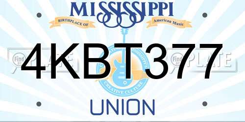 4KBT377 Mississippi License Plate