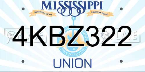 4KBZ322 Mississippi License Plate