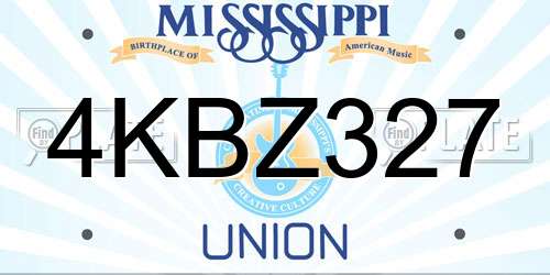 4KBZ327 Mississippi License Plate