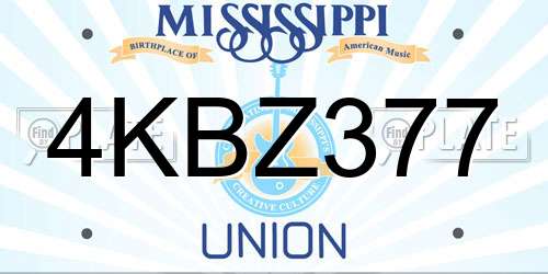 4KBZ377 Mississippi License Plate