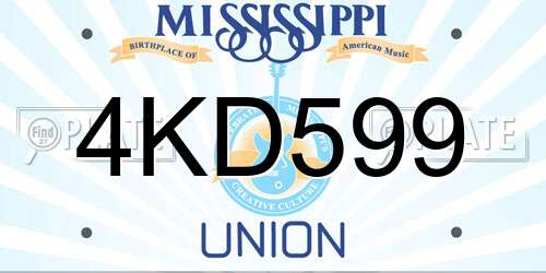 4KD599 Mississippi License Plate