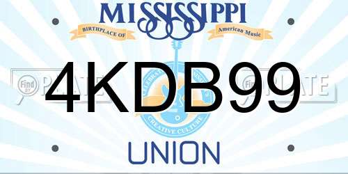4KDB99 Mississippi License Plate