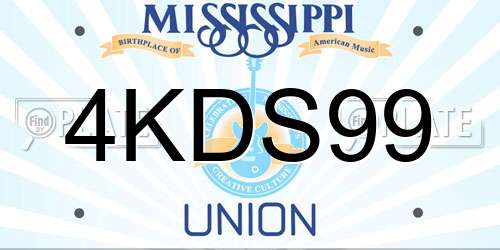 4KDS99 Mississippi License Plate