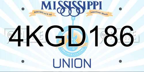 4KGD186 Mississippi License Plate
