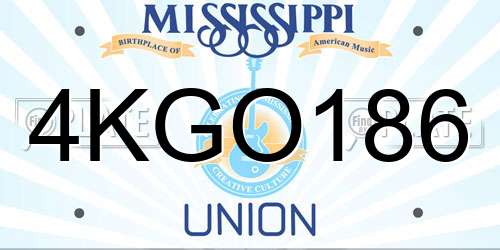 4KGO186 Mississippi License Plate