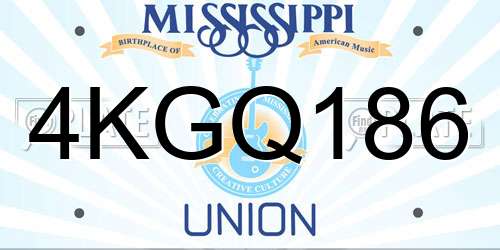 4KGQ186 Mississippi License Plate