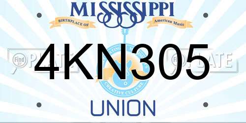 4KN305 Mississippi License Plate