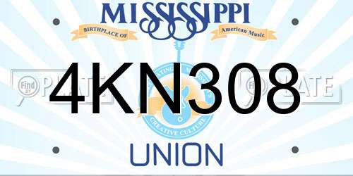 4KN308 Mississippi License Plate
