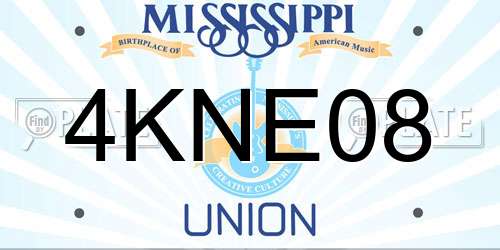 4KNE08 Mississippi License Plate