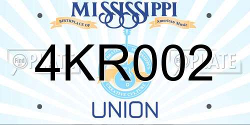4KR002 Mississippi License Plate