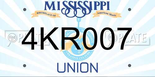 4KR007 Mississippi License Plate