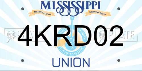 4KRD02 Mississippi License Plate