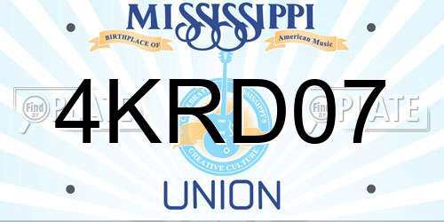 4KRD07 Mississippi License Plate