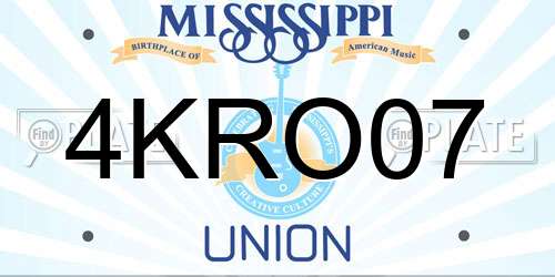 4KRO07 Mississippi License Plate