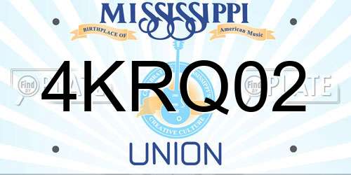 4KRQ02 Mississippi License Plate