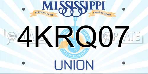 4KRQ07 Mississippi License Plate