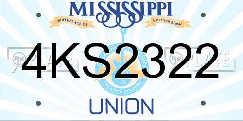 4KS2322 Mississippi License Plate