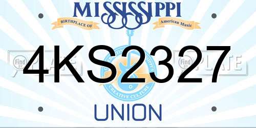 4KS2327 Mississippi License Plate