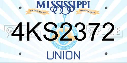 4KS2372 Mississippi License Plate