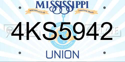 4KS5942 Mississippi License Plate