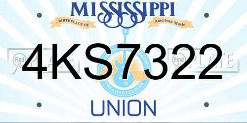 4KS7322 Mississippi License Plate