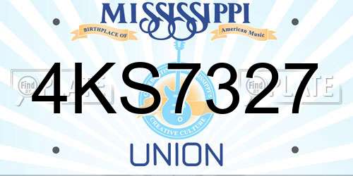 4KS7327 Mississippi License Plate