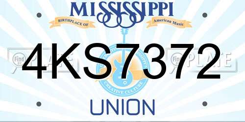 4KS7372 Mississippi License Plate
