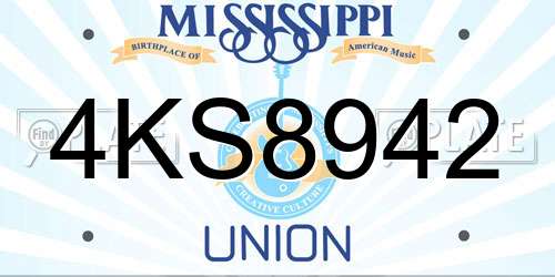 4KS8942 Mississippi License Plate