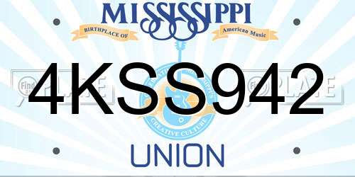 4KSS942 Mississippi License Plate