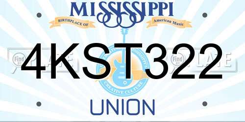 4KST322 Mississippi License Plate