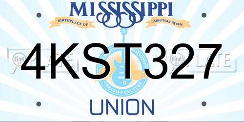 4KST327 Mississippi License Plate