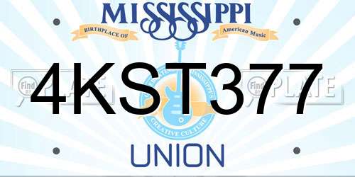 4KST377 Mississippi License Plate