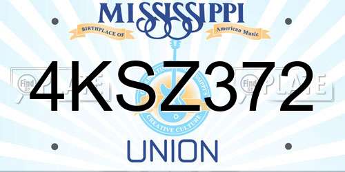 4KSZ372 Mississippi License Plate