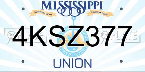 4KSZ377 Mississippi License Plate