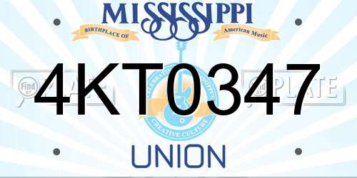 4KT0347 Mississippi License Plate