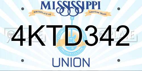 4KTD342 Mississippi License Plate