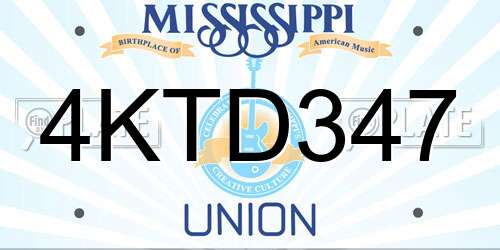 4KTD347 Mississippi License Plate