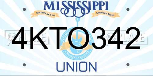 4KTO342 Mississippi License Plate