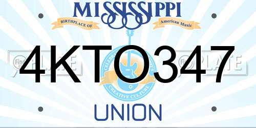 4KTO347 Mississippi License Plate