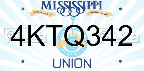 4KTQ342 Mississippi License Plate