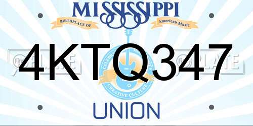 4KTQ347 Mississippi License Plate