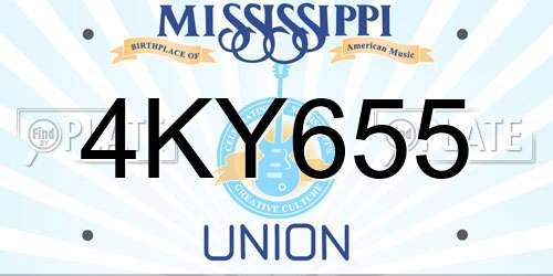 4KY655 Mississippi License Plate