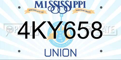4KY658 Mississippi License Plate