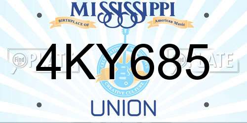 4KY685 Mississippi License Plate