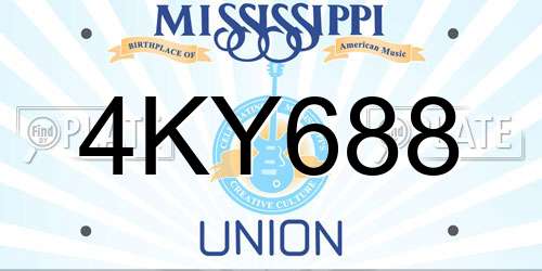 4KY688 Mississippi License Plate