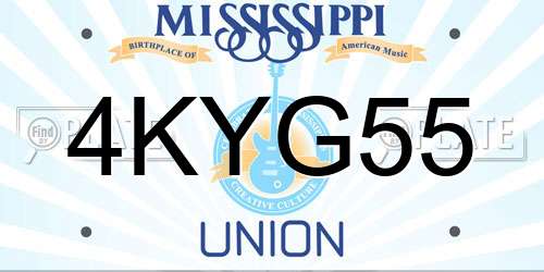 4KYG55 Mississippi License Plate